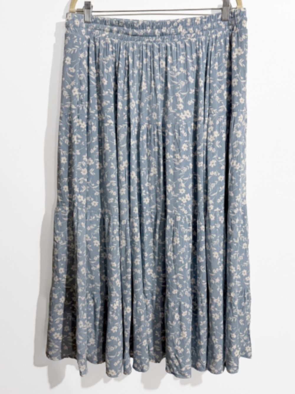 Light Blue Floral Tiered Maxi Skirt - Picture 8 of 12